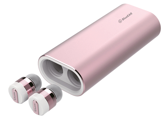 Bezdrátová bluetooth sluchátka s powerbankou, růžové